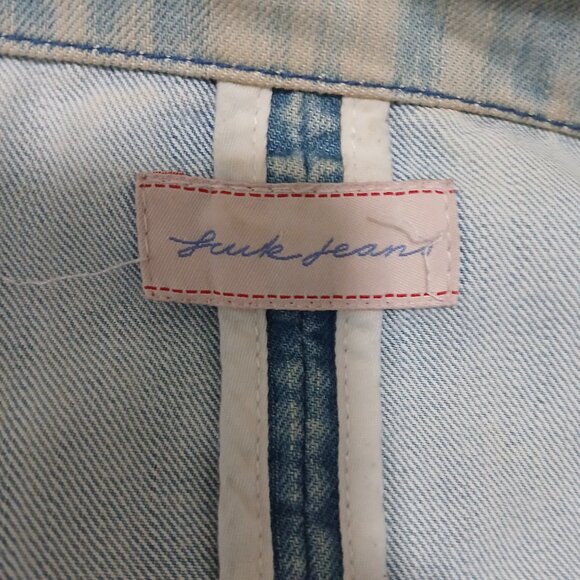 Fcuk Jeans Denim Jacket Women’s Medium Blue Long Sleeve Front Patch Pockets - Picture 4 of 5